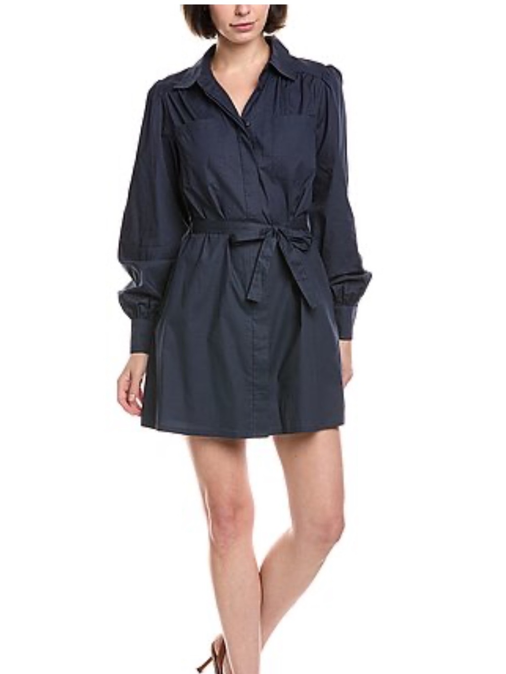 Ramy Brook Mitch Navy Blue Belted Shirt Dress
